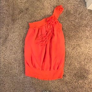 Bright pink one shoulder blouse